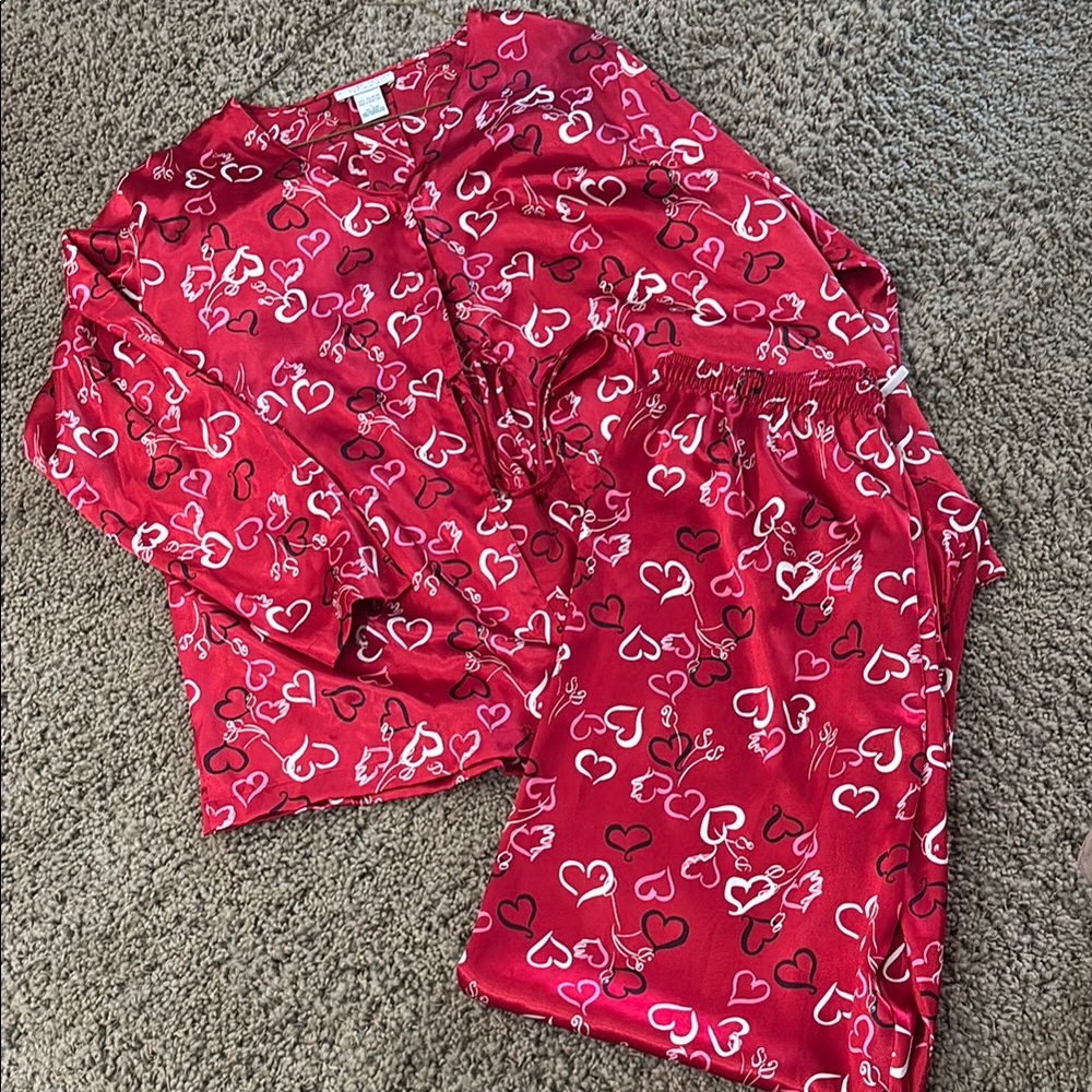 Morgan Taylor Red and White Heart Pajama Set
